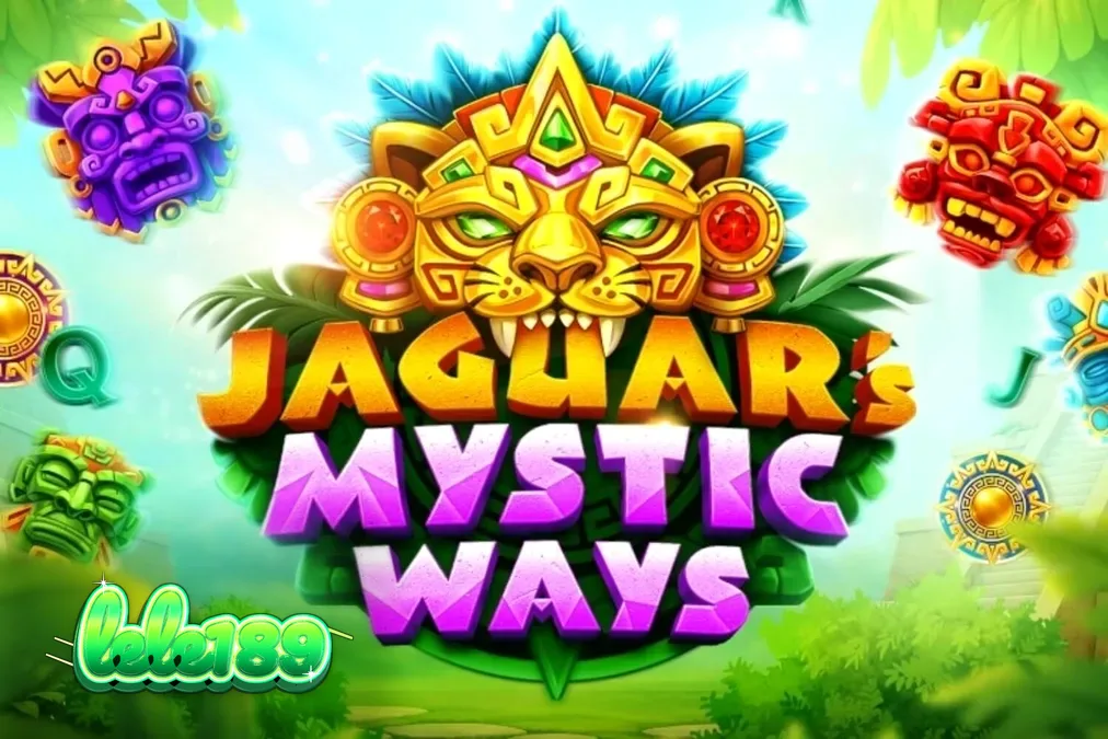 Pemandangan kuil emas kuno di tengah hutan lebat dalam slot Jaguar’s Mystic Ways